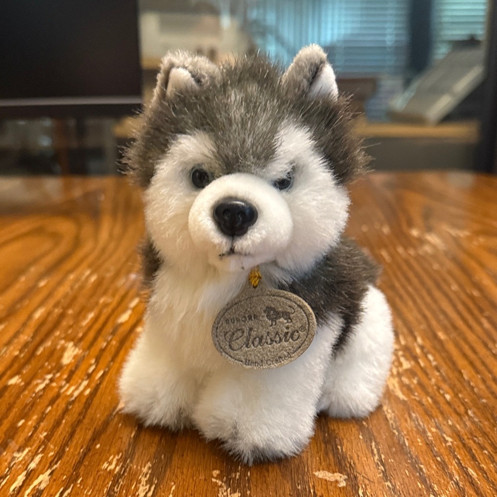 Aurora Classic Husky Plush Toy - grey and White